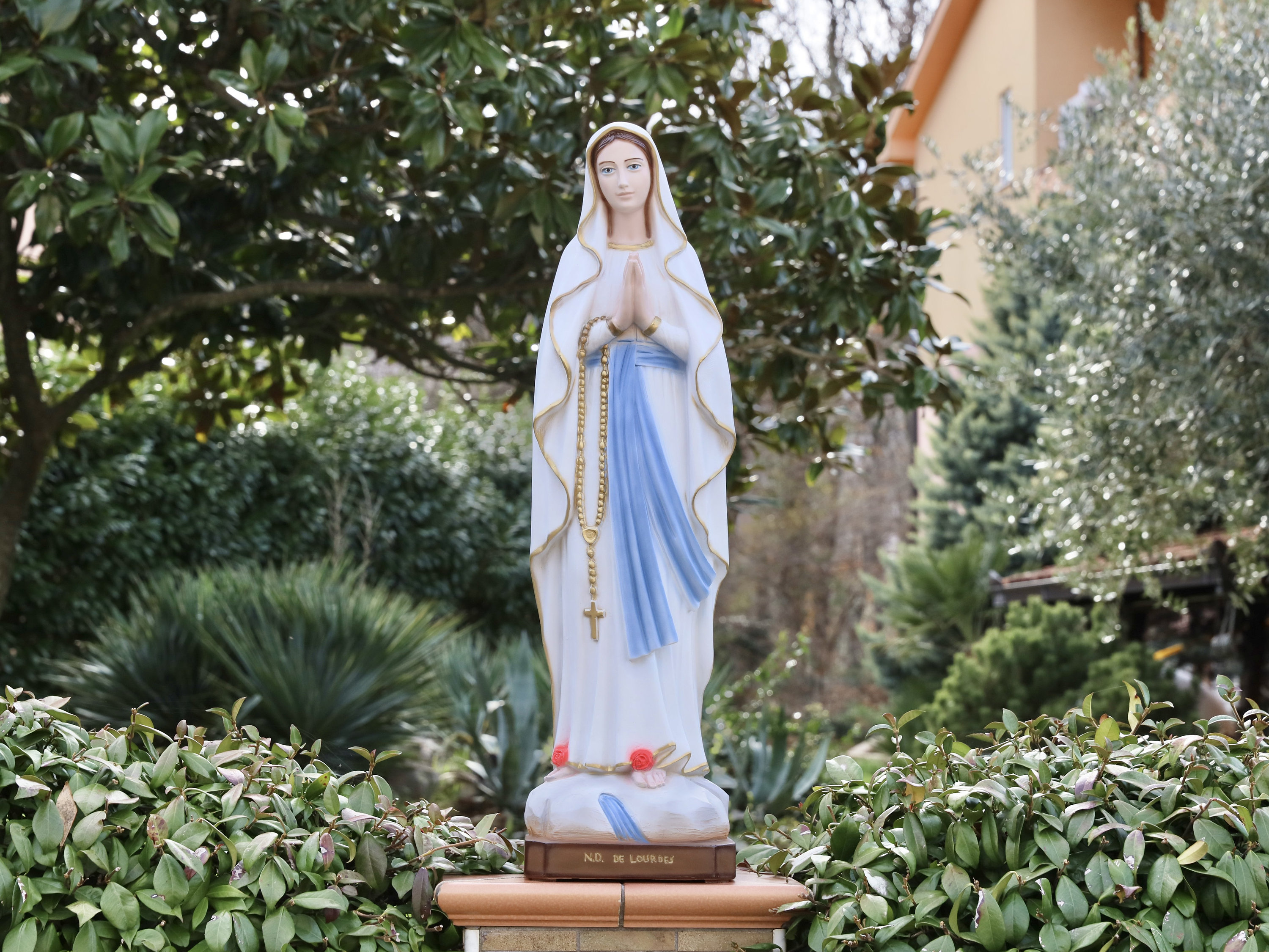 ルルドの聖母マリア像：大理石パウダー製家庭用祭壇装飾（31.5インチ