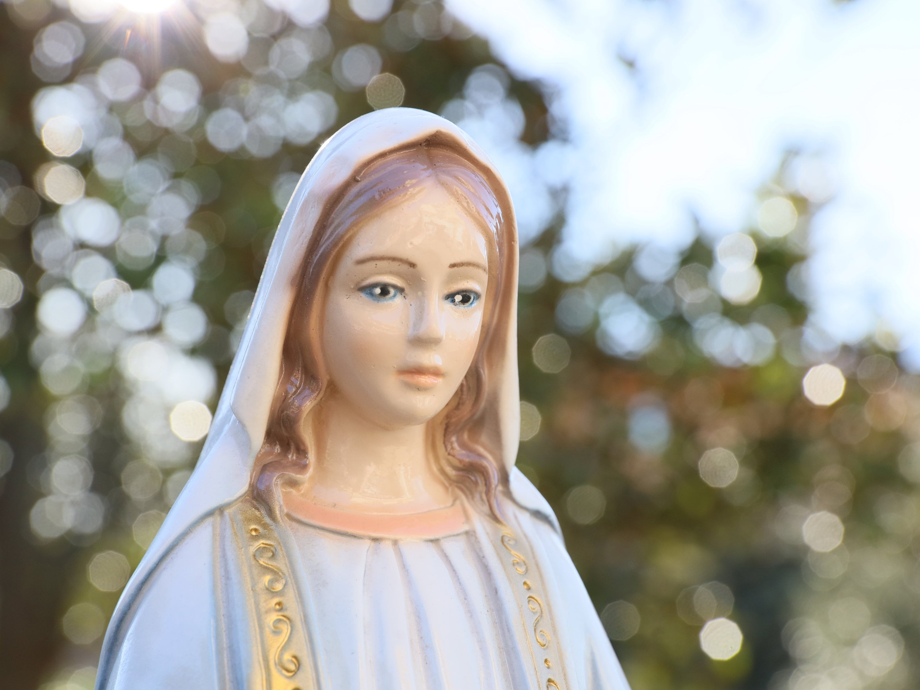 Solid Marble Powder Our Lady of Grace Statue, 40 Cm Virgin Mary Statue ...