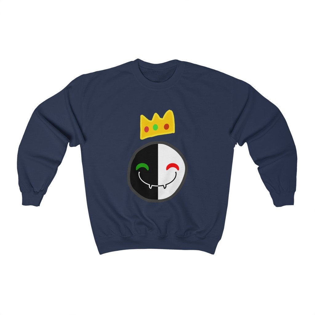 Discover Ranboo Crown Sweatshirt - Black White face - Ranboo smile crown