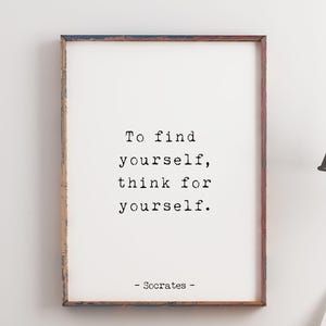 Socrates Quote Print: Minimalist Black and White Philosophy Poster