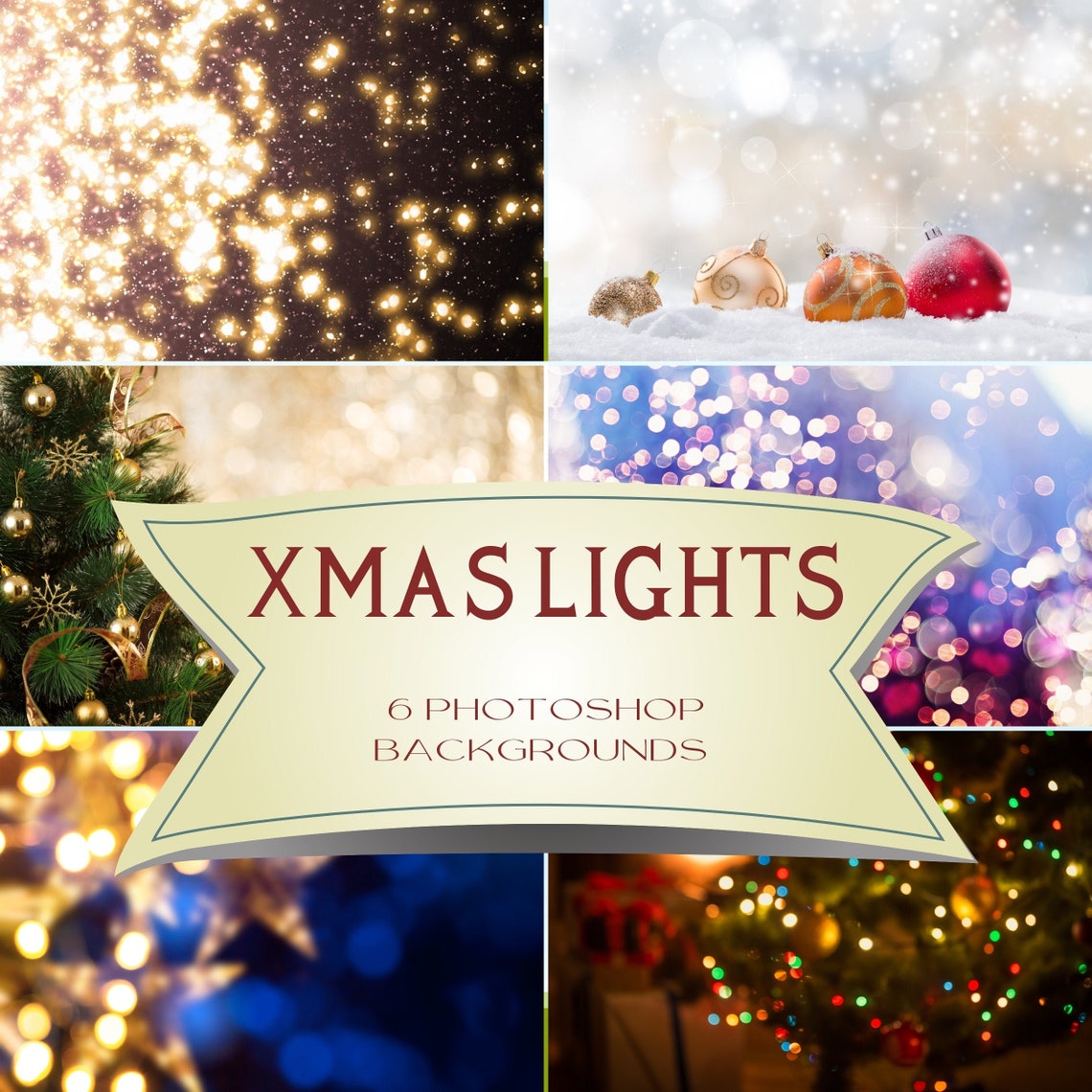 Magical Christmas Lights Overlays, 6 Xmas Winter Bokeh