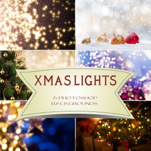 Magical Christmas Lights Photoshop Overlays, 6 Xmas Winter Bokeh Overlays For Photoshop, Yule Lights Filter Effects For Fine Art Photography