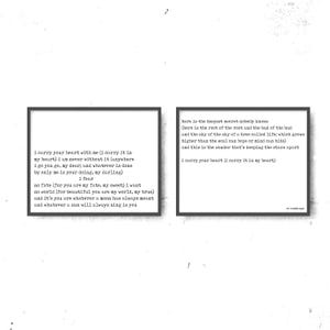 Impresión de poema "Llevo tu corazón" de E.E. Cummings, cita de amor literaria, arte de pared minimalista moderno, regalo de aniversario de boda, blanco y negro