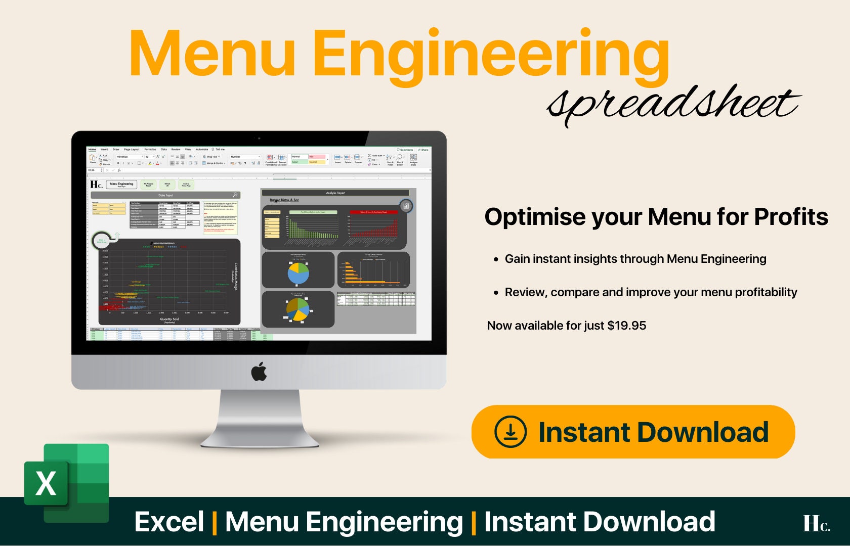 Menu Engineering Template Analysis Tool Excel Spreadsheet improve Your ...