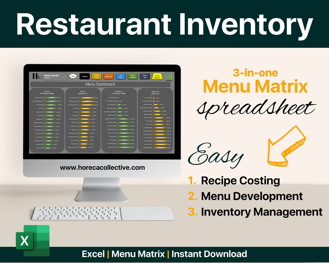 Menu Matrix Restaurant Inventory & Food Costing Template reduce Food