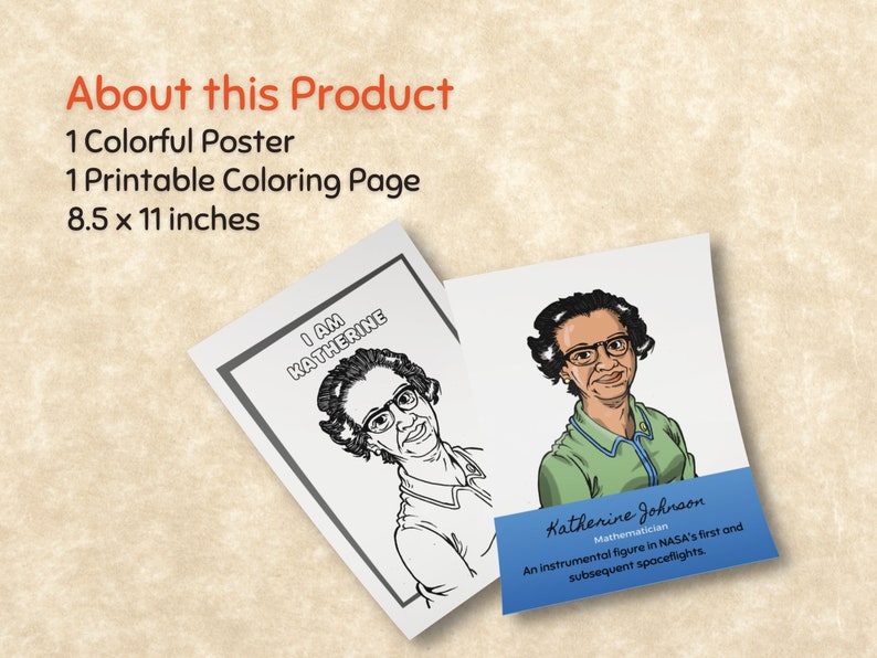 Katherine Johnson Printable Coloring Page and Poster | Etsy Hong Kong