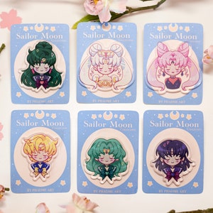 Acrylic pin Sailor Moon Collection II - Serenity - Sailor Pluto - Sailor Neptune - Sailor Uranus - Black Lady - Sailor Saturn