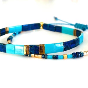 Stackable Bracelets, Stretch Bracelet, Blue bracelet, Beaded Bracelets for Women, Adjustable Bracelet, Miyuki Bracelets
