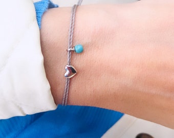 Friendship bracelet, Adjustable cord, Firuze, Turquoise Stone