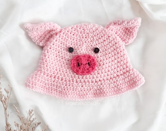 Crochet Pig Bucket Hat - Written Pattern