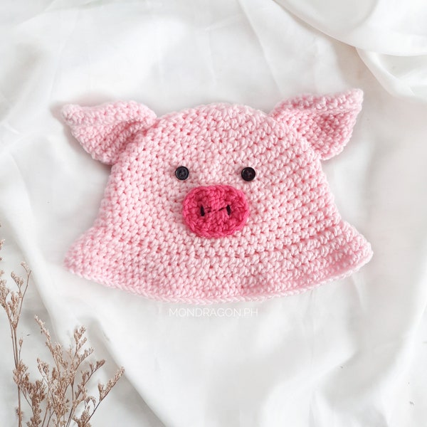 Crochet Pig Bucket Hat - Written Pattern