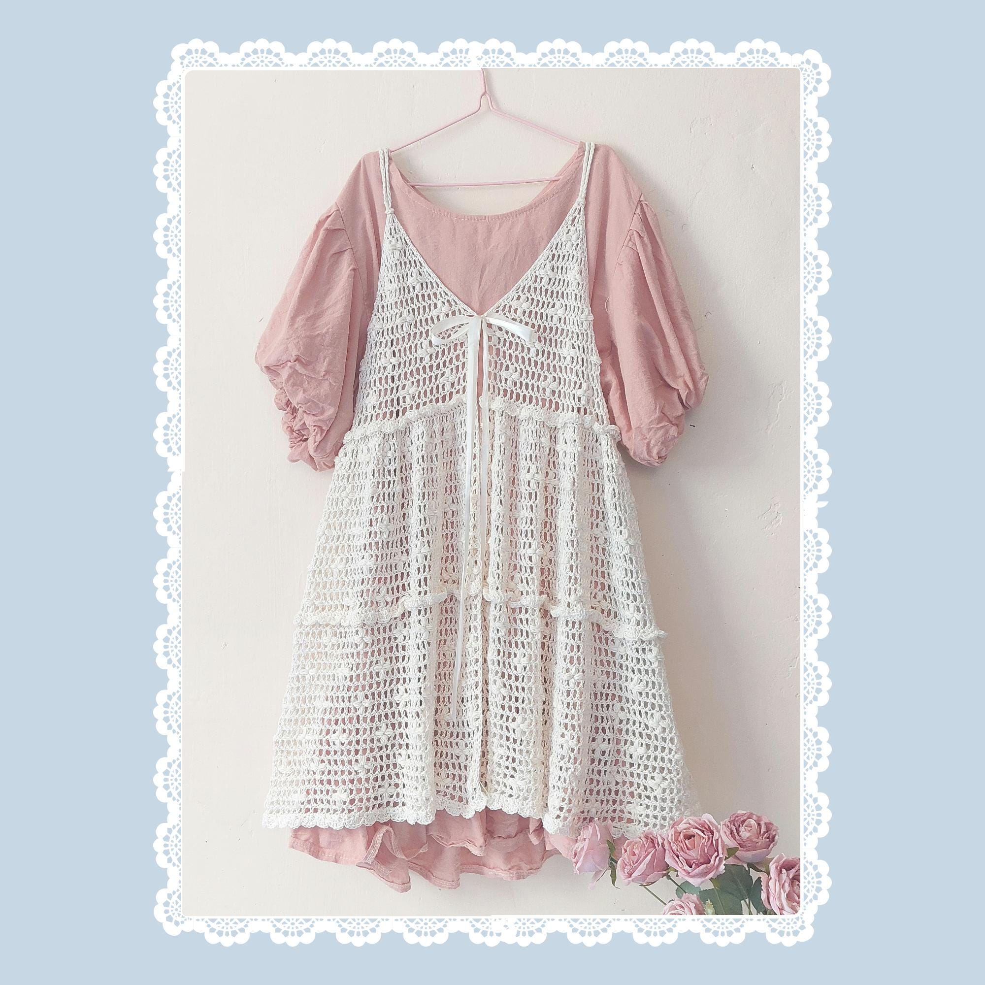 knee length dresses for ladies Long Sleeve Polka Dot Printed Mesh Layered Dress main image 0