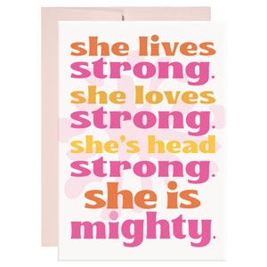 LIVE STRONG, message intérieur / carte de voeux pour femme, femmes luttant contre le cancer, carte contre le cancer, amitié, encouragement, par Shaded Design