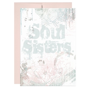 SOUL SISTERS, interior en blanco/tarjeta de estilo vintage. Amistad, Pensando en Ti. Genial para escribir cartas. Arte abstracto, de Shaded Design
