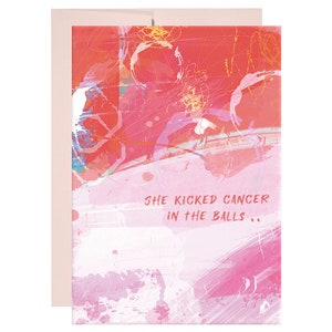 KICKED CANCER, message à l'intérieur / carte de voeux pour femme, carte de soutien, d'encouragement, d'amitié, de cancer, de lutte contre le cancer, par Shaded Design
