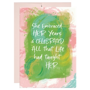 ANNÉES ACCUEILLIES, message à l'intérieur/carte de voeux pour femme, forte et encourageante. Carte d'anniversaire, d'amitié ou d'encouragement, par Shaded Design