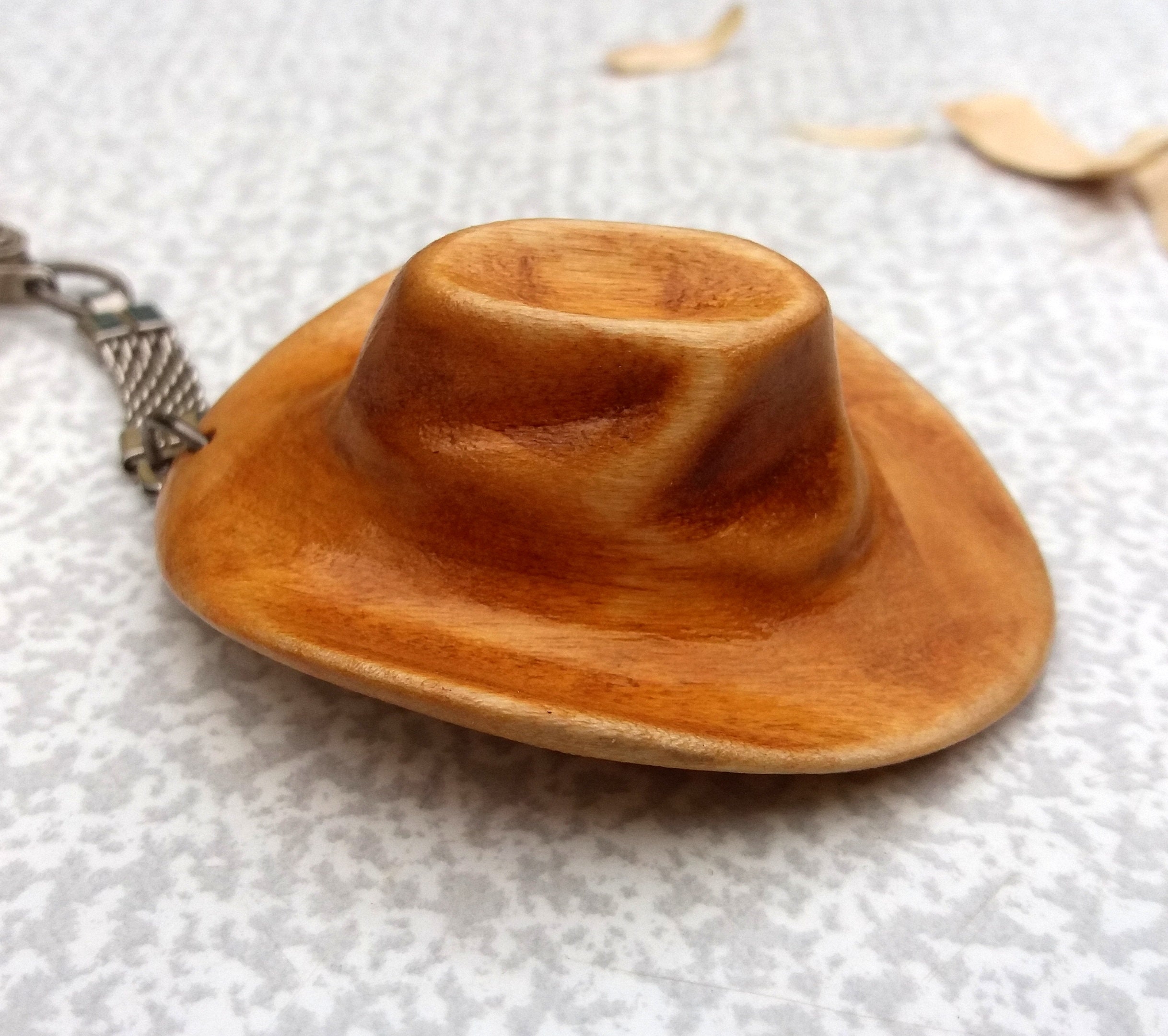 Hat keychain keychain cowboy hat Wooden keychain Hand Etsy