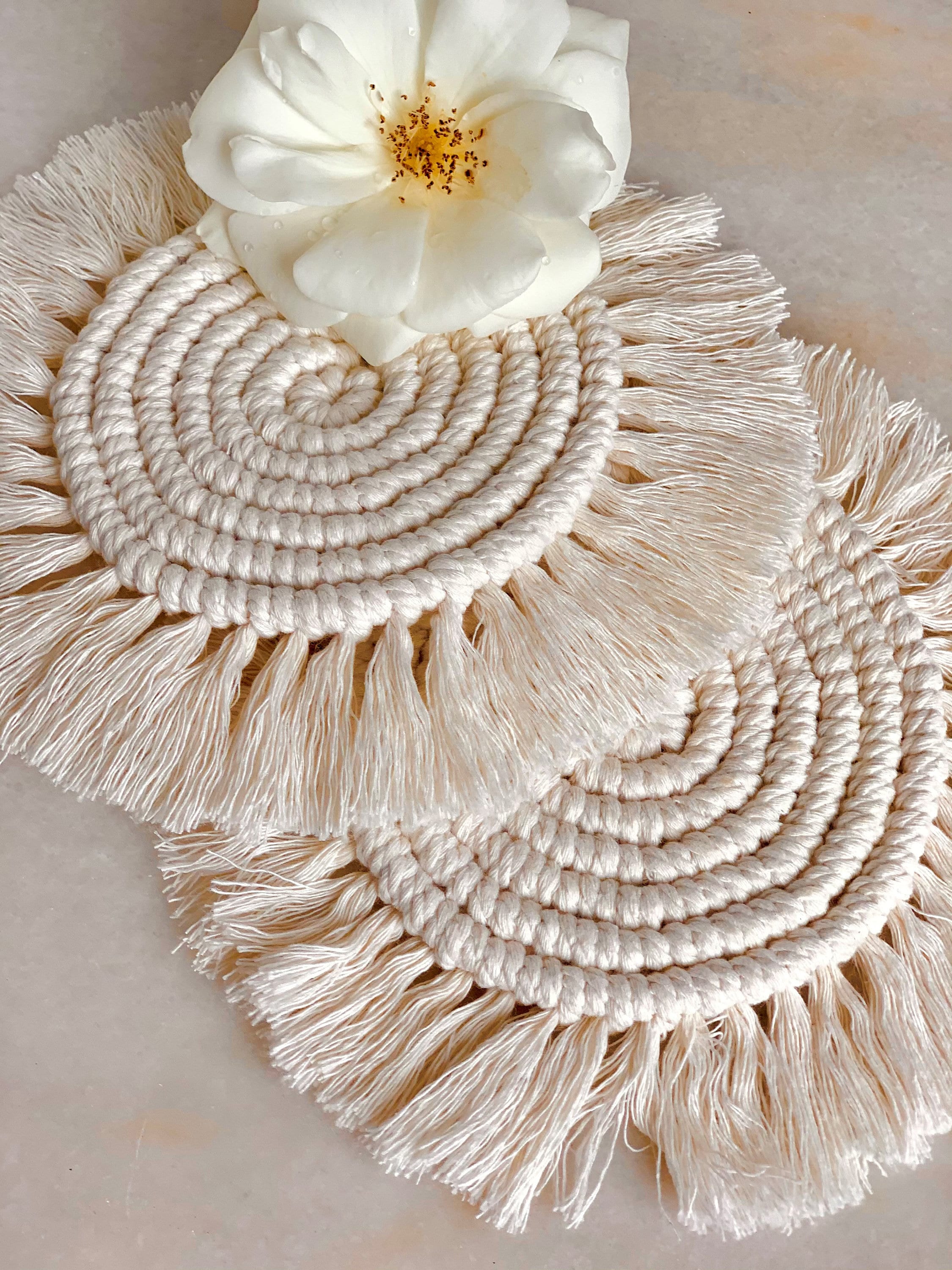 Macrame Coaster Round 2 pack Etsy