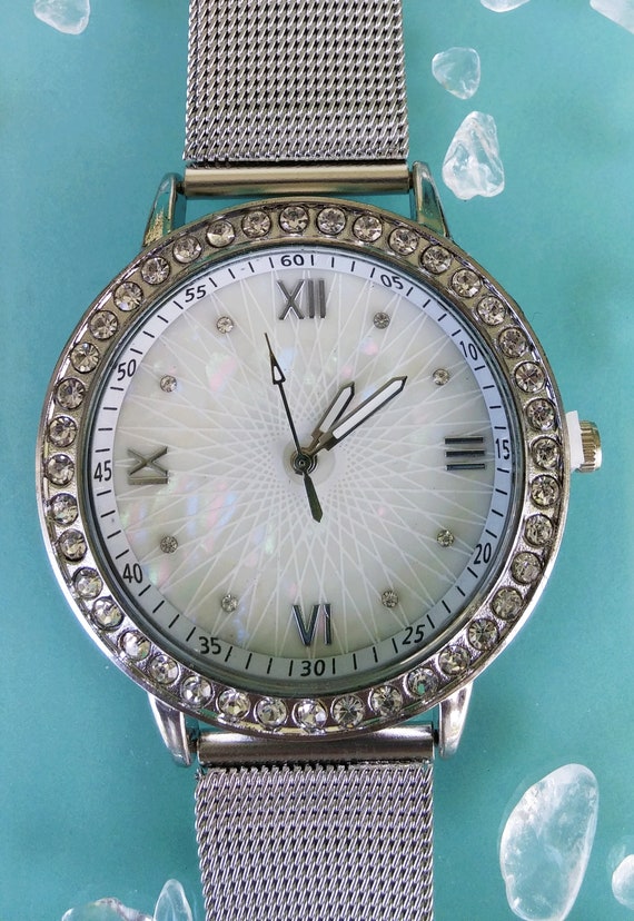 Woman's Large Face Silver Watch Etsy