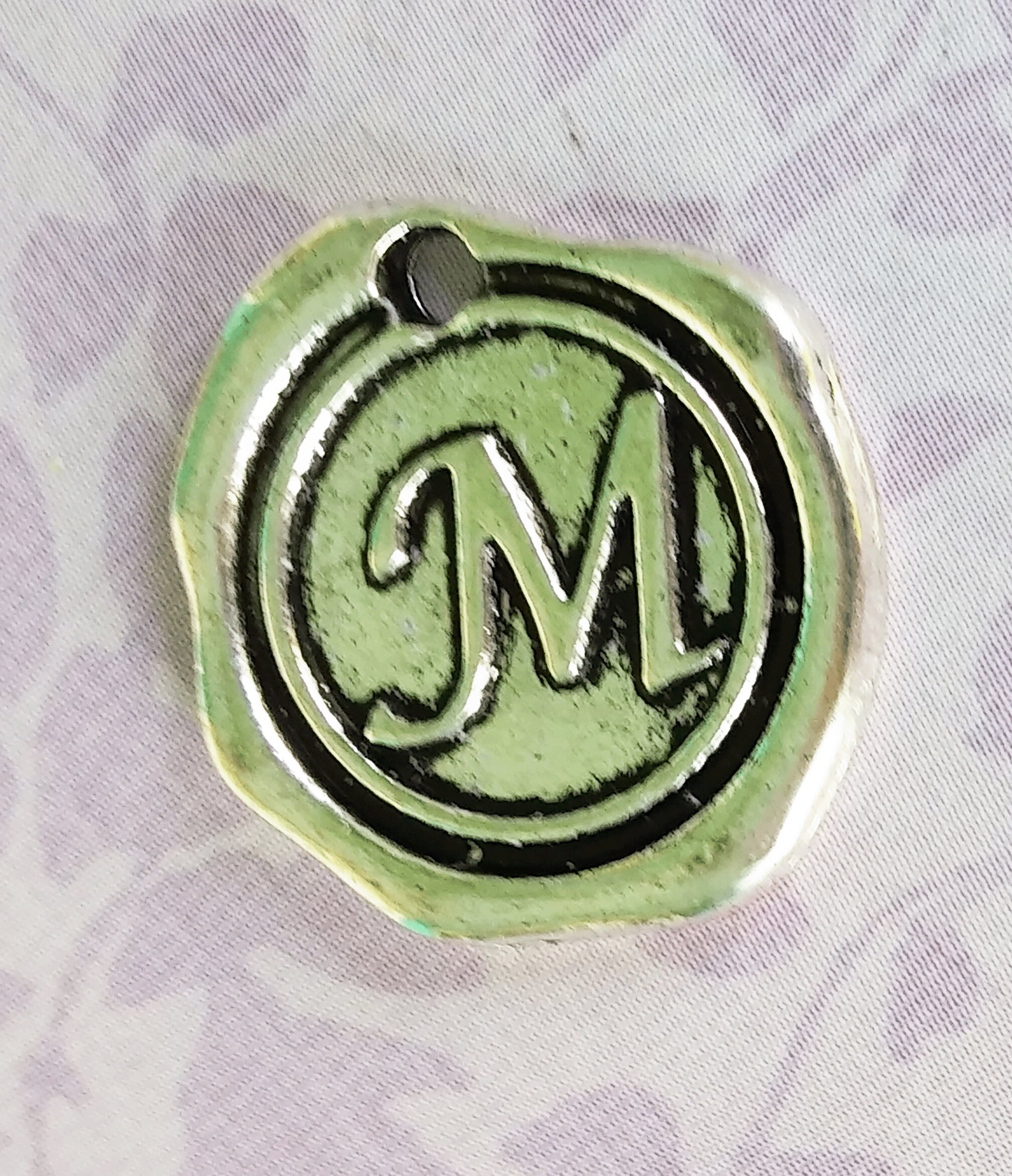 Silver m Stamp Charm Etsy