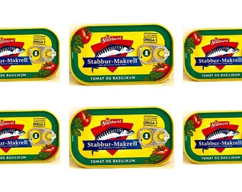 Stabbur Makrell Tomatoe & Basilicum 6X130g with Omega 3 Canned Norwegia Mackerel