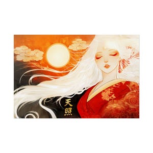 Amaterasu Shinto Art Print  Sun Goddess Wall Decor, Kami Spiritual Gift