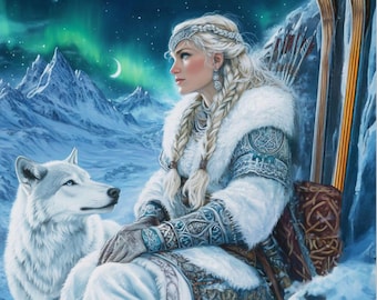 Skadi Art Print - Norse Winter Goddess Witchy Wall Decor