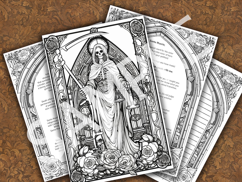 Santa Muerte Coloring Pages Coloring Book Pages With Art of Etsy