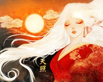 天照大御神 アートプリント、日本神話、天の女王（デジタル
