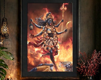 Kali Ma Art Print: Hindu Goddess Illustration, Striking Wall Decor
