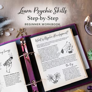 Beginner Psychic Course with Workbook, PDF, Digital or Printable, Divination Tools & Journal, 112 Pages