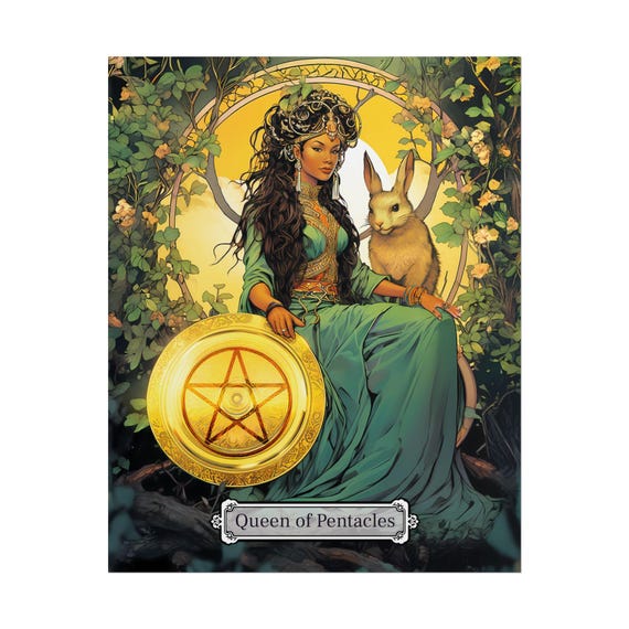 Queen of Pentacles Tarot Art Print - Earth Goddess Decor - Etsy