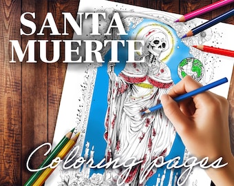 Santa Muerte Coloring Pages: Coloring Book Pages with Art of her, History, Prayer, and Journaling Page