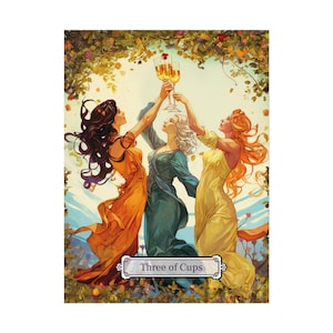 Drie kopjes tarotkunstprint - Joyful Witchy Wall Decor