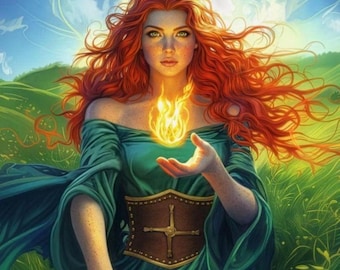 Brigid Goddess Art Print | Celtic Fire Goddess, Imbolc Altar Decor