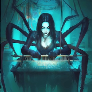 Gothic Arachne Art Print: Greek Mythology Spooky Halloween Decor