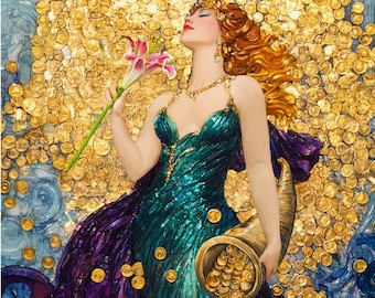 Fortuna Art Print: Roman Goddess of Prosperity, Cornucopia Painting