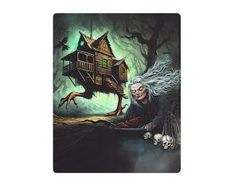 Baba Yaga Metal Art Print: Gothic Halloween Decor