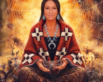 Spider Woman: Navajo Weaver of Worlds - Indigenous Sacred Art Print