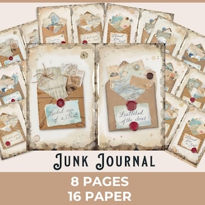 Letters from the Sea Junk Journal Page – Ocean Ephemera Printable, Shabby Coastal Collage, Nautical Scrapbook Paper, Digital Download