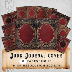 Victorian-Style Book Cover Printable | Elegant Junk Journal Cover | Retro Floral Ephemera Sheet | Scrapbooking & Craft Supplies