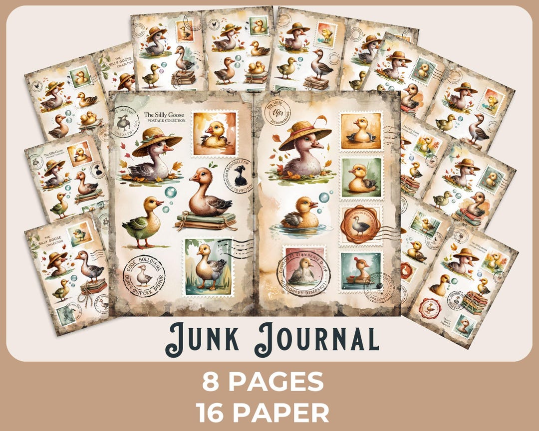 Silly Goose Postage Stamp Sheet: Vintage Ephemera for Junk Journals ...