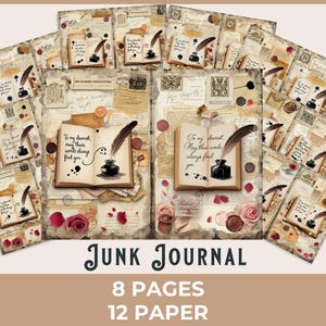 Dédicaces tachées d'encre, page imprimable vintage de journal indésirable, collage éphémère livresque, papier à lettre amour littéraire, intercalaire de scrapbooking 300 ppp