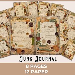 Entdecker Feld Notizen Junk Journal Seite - Vintage Adventure Ephemera druckbare, topografische Karte Collage, Tee gebeiztes Reise Scrapbook Papier