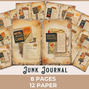 Route 66 Printable Motel Route Card | Vintage Junk Journal Page | Travel Ephemera | Scrapbook Printable Paper | Retro Road Trip Collage