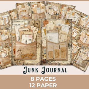 Boarding Pass Junk Journal Page – Vintage Travel Folio Printable, Antique Liner Ephemera Kit, Nostalgic Passport Scrapbook, 300 DPI