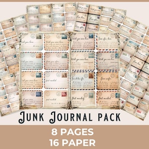Vintage Ephemera Mini Tags: Air Mail Postcards, Scrapbook Printables (Digital Download)