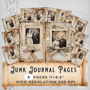 Fotos antiguas Boda Pareja victoriana vintage Diario basura Página Kit Papel digital Efímera Manualidades Scrapbooking Papeles imprimibles Suministros