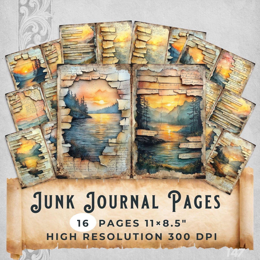 Junk Journal Vintage Elements Decoupage Old Poster Paper Ruler Bullet