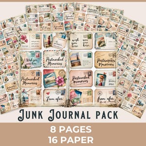 Vintage Postcard & Airmail Ephemera – Junk Journal Printable Tags, Scrapbook Supplies, Fussy Cut Labels